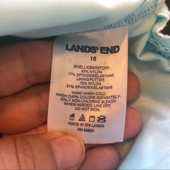 Lands’ End Blue Gingham One-Piece Swim Dress Sz 16 - Picture 7 of 7